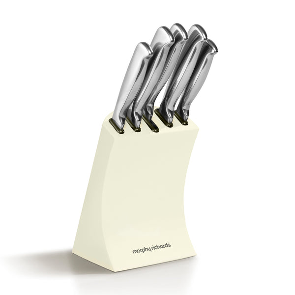 Accents 5 Piece Knife Block Ivory Cream