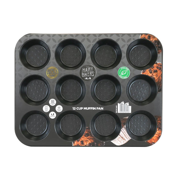 Hairy Bikers BKW1681GE 12 Cup Muffin Pan 0.8mm- Black