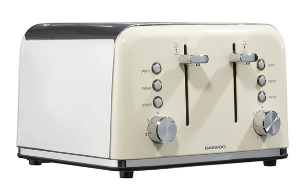 Daewoo SDA1585GE Kensington 4 Slice Toaster - Cream