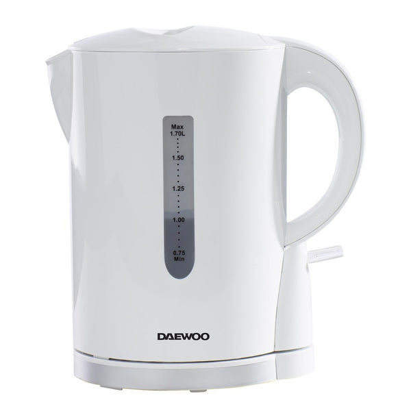 Daewoo SDA1650GE 1.7L 2200W White Plastic Kettle with Chrome Band