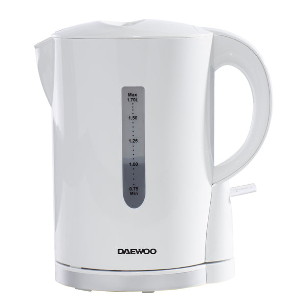 Daewoo SDA1650GE 1.7L 2200W White Plastic Kettle with Chrome Band