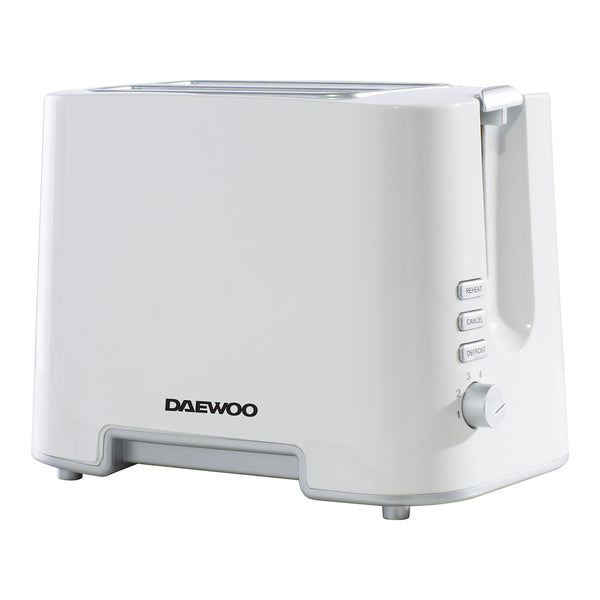 Daewoo SDA1651GE 2 Slice White Plastic Toaster with Chrome Band
