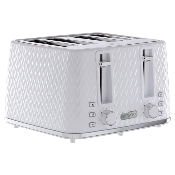 Daewoo SDA1864GE Argyle 4 Slice Toaster White