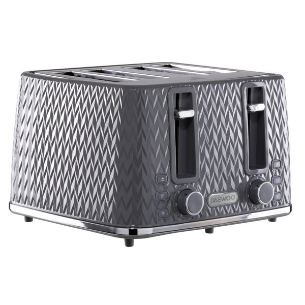 Daewoo SDA1865GE Argyle 4 Slice Toaster Dark Grey