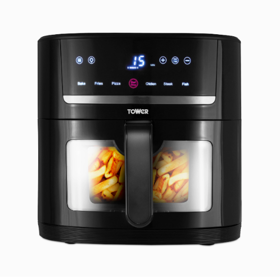 6L Vortx SpaceSaver Air Fryer Black Digital with Window