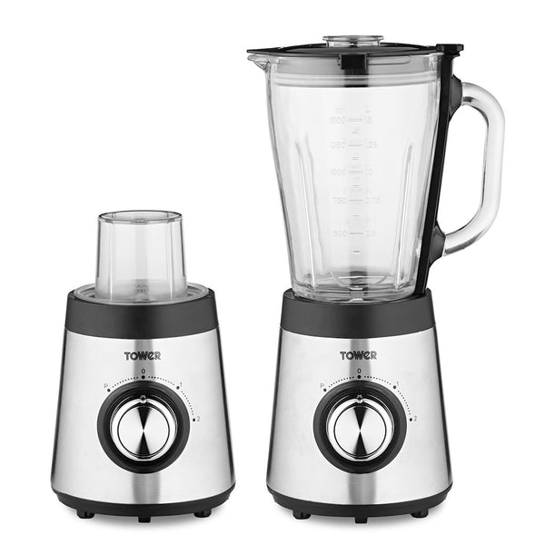 Tower T12073 500W Glass Jug Table Blender - Stainless Steel