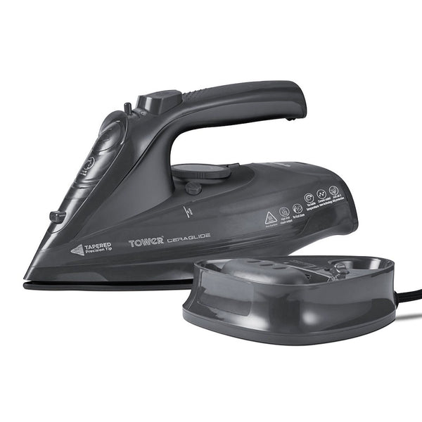 Tower T22008G Cera Glide 2400w Cord/Cordless Iron - Grey