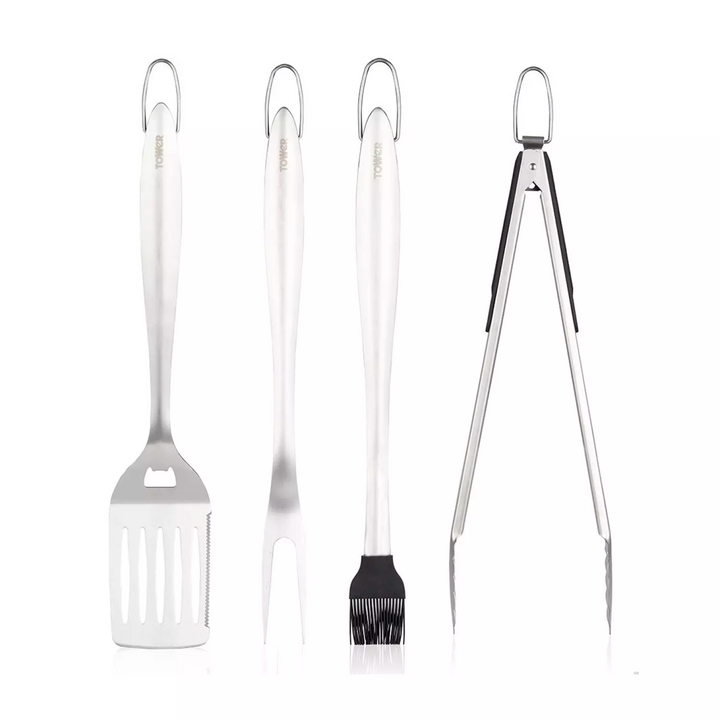 Tower 4 Piece Stainless Steel BBQ Tools Set
