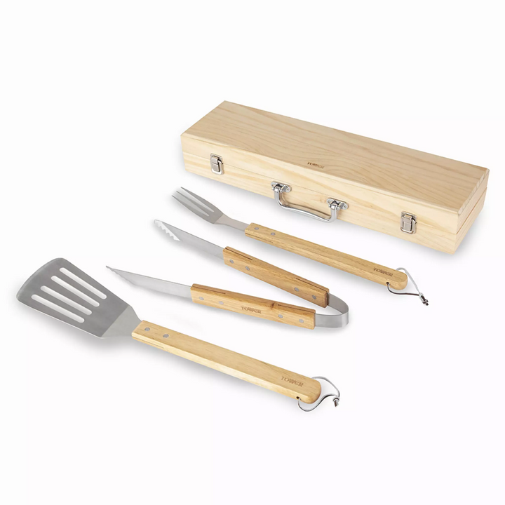 Tower 4 Piece Wooden BBQ Tools Set