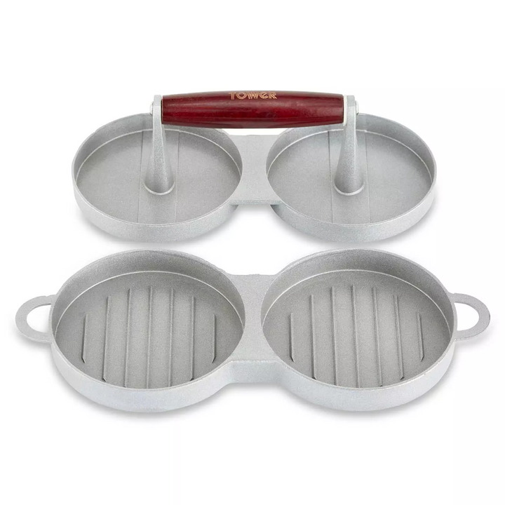 Tower Double Burger Press with Wooden Handle