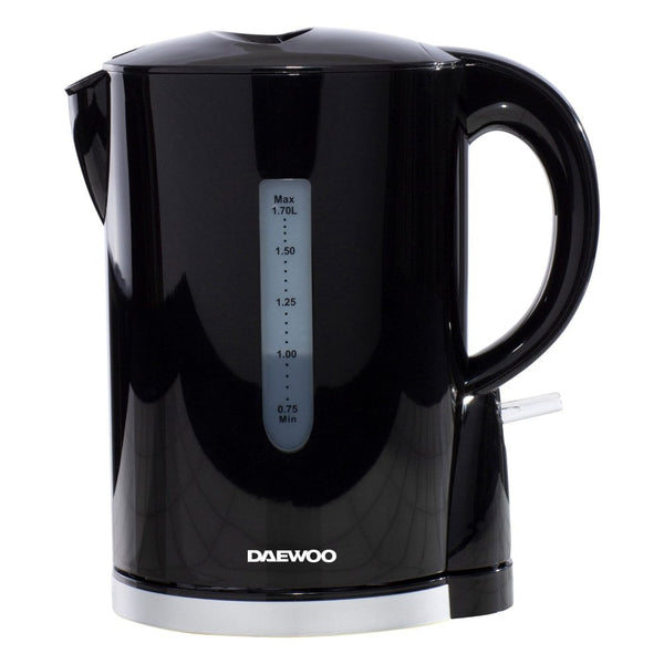 Black 1.7L Plastic Kettle With Chrome Band