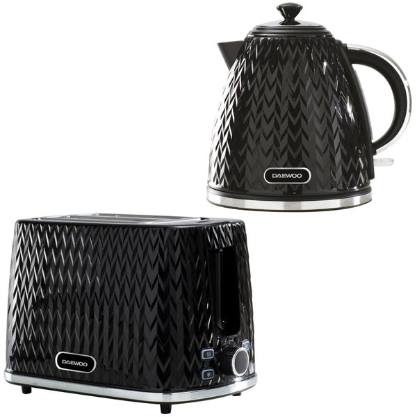 Black Argyle Kettle & 2 Slice Toaster Set