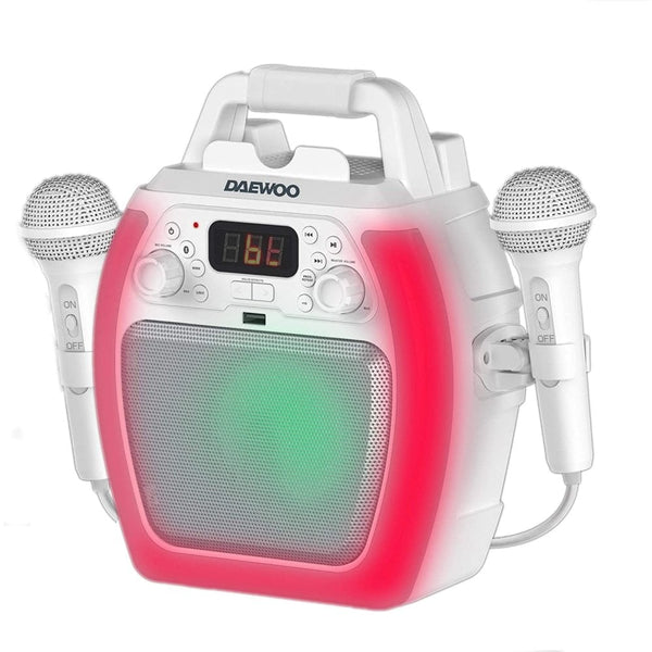 Compact White Bluetooth Karaoke Machine