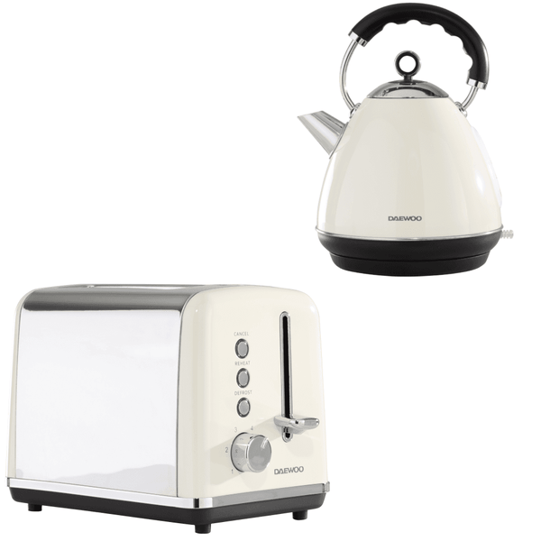 Cream Kensington Pyramid Kettle & 2-Slice Toaster Set