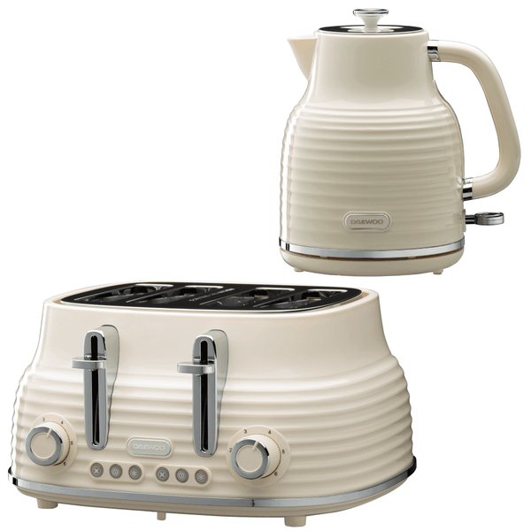 Cream Sienna Jug Kettle & 4 Slice Toaster Set