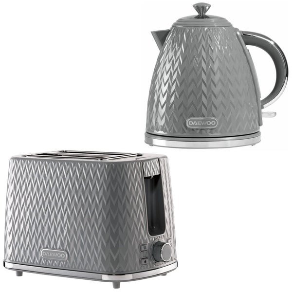 Dark Grey Argyle Kettle & 2 Slice Toaster Set