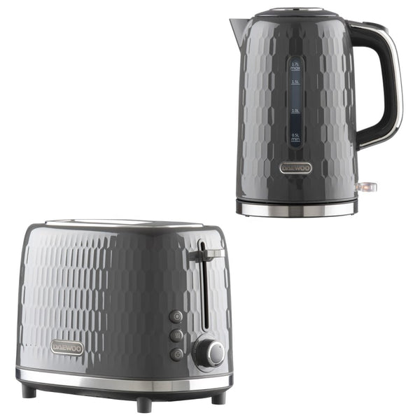 Grey Honeycomb Kettle & Toaster Set