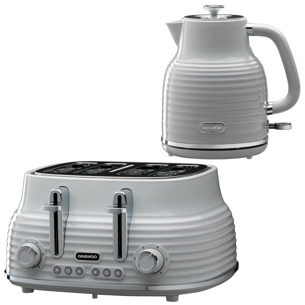 Grey Sienna Jug Kettle & 4 Slice Toaster Set