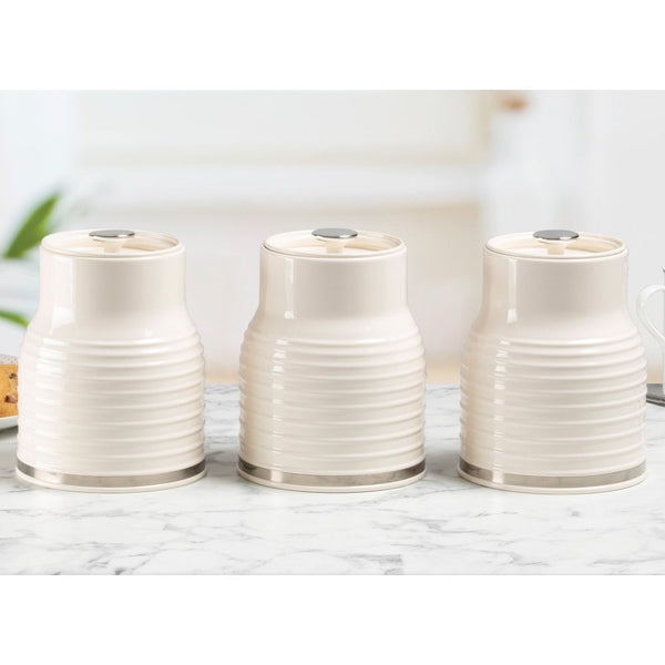 Sienna Cream Set Of 3 Tea, Coffee, Sugar Canisters