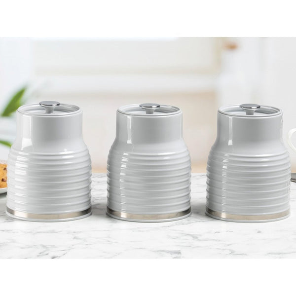 Sienna Grey Set Of 3 Tea, Coffee, Sugar Canisters