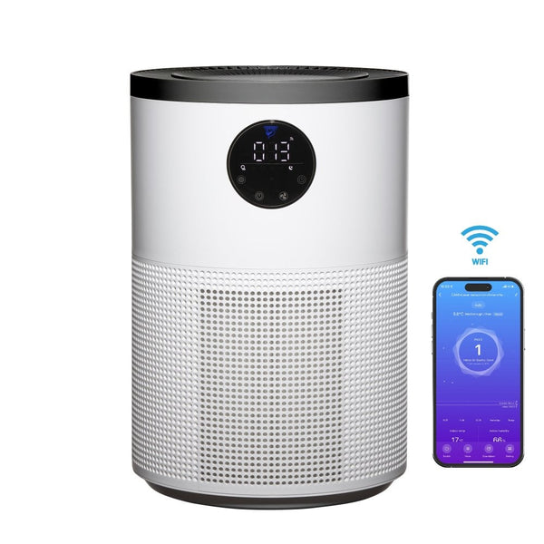 Smart WiFi HEPA 13 Air Purifier for Large Rooms, Ultra Quiet, 3 Speed Settings, 24 Hour Timer, Night Mode