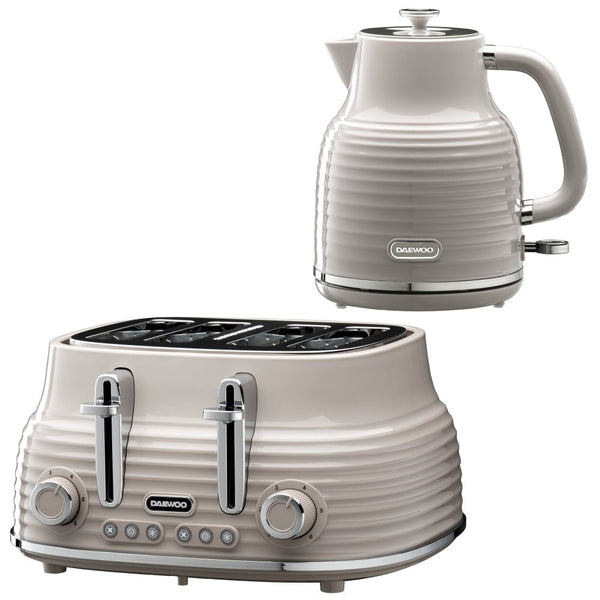 Taupe Sienna Jug Kettle & 4 Slice Toaster Set