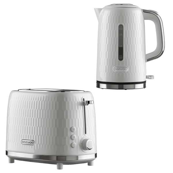 White Honeycomb Kettle & Toaster Set