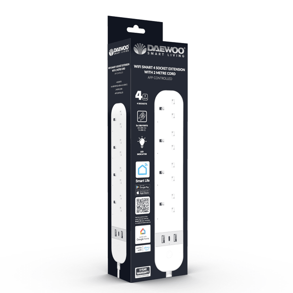 WiFi Smart 4 Socket Extension Lead, 2m