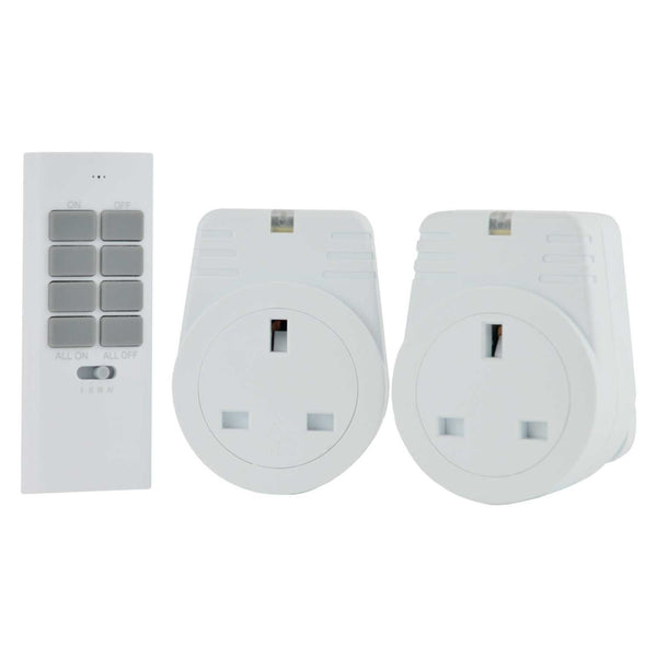 2x 1Kw Remote Controlled Sockets - White