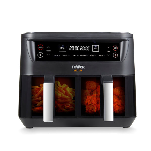 Vortx 8L Vizion Dual Basket Air Fryer Black Digital