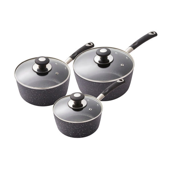 Precision 3 Piece Non-Stick Saucepan Set Black