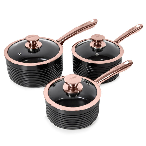 Linear Rose Gold 3 Piece Saucepan Set