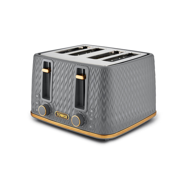 Empire 4 Slice Toaster Grey with Brass Accents