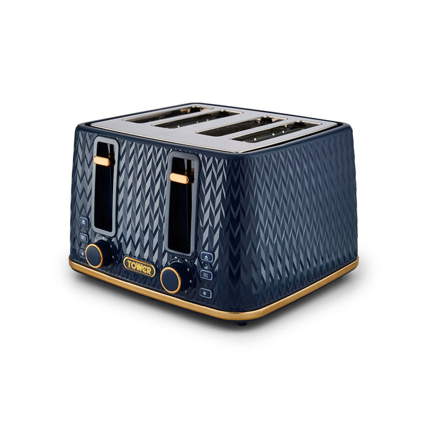 Empire 4 Slice Toaster Midnight Blue with Brass Accents