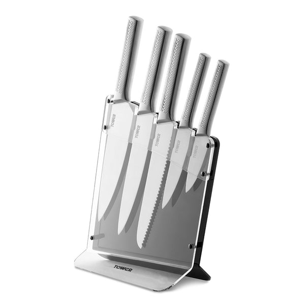 Tower 5pce S/S Knife Set with Acrlyic Stand