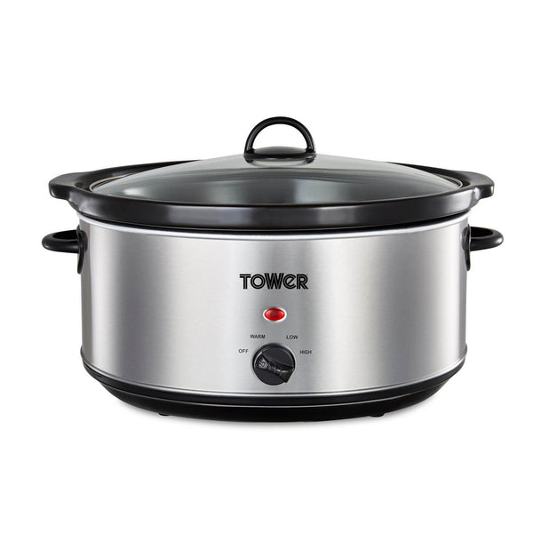 6.5L S/S Slow Cooker Stainless Steel Black Handles