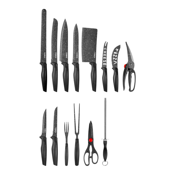 Essentials 24 Piece Stone Coated Knife Set Black