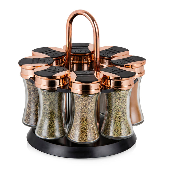 Rose Gold Rotating Spice Rack 8 Jars