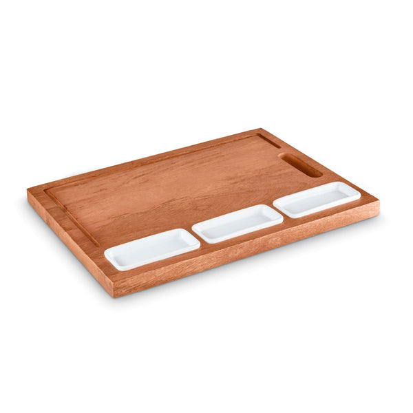 Chopping Board with Ceramic Bowls