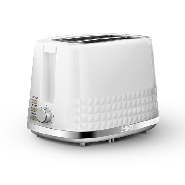 Solitaire 2 Slice Toaster White Chrome Accents