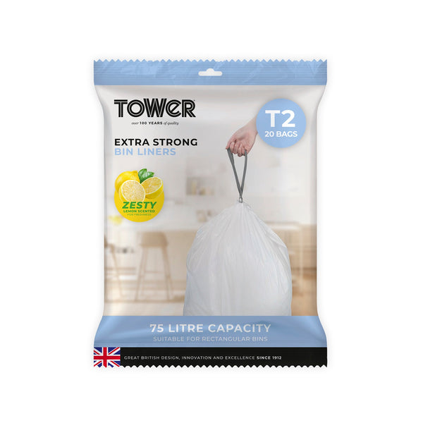 75L Lemon Scented Bin Liners 20pc/Pack