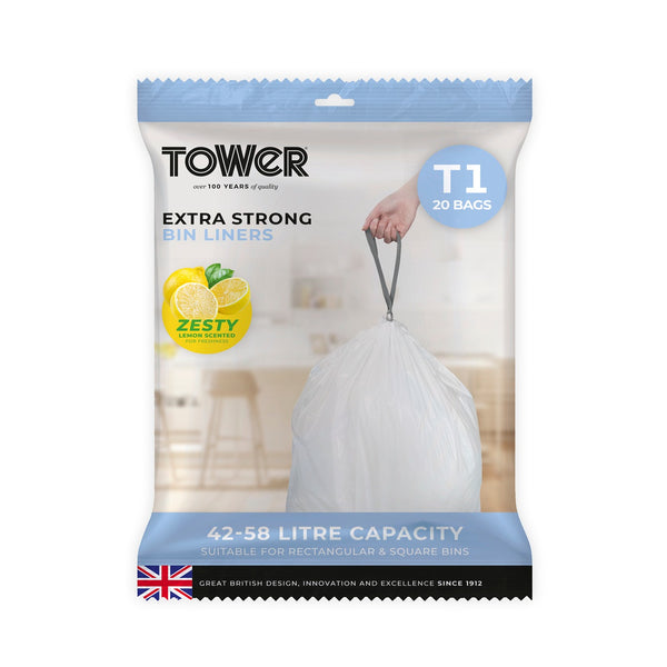 42-58L Lemon Scented Bin Liners 20pc/Pack