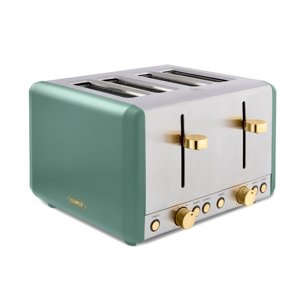 Cavaletto 4 Slice Stainless Steel Toaster Jade with Champagne Accents