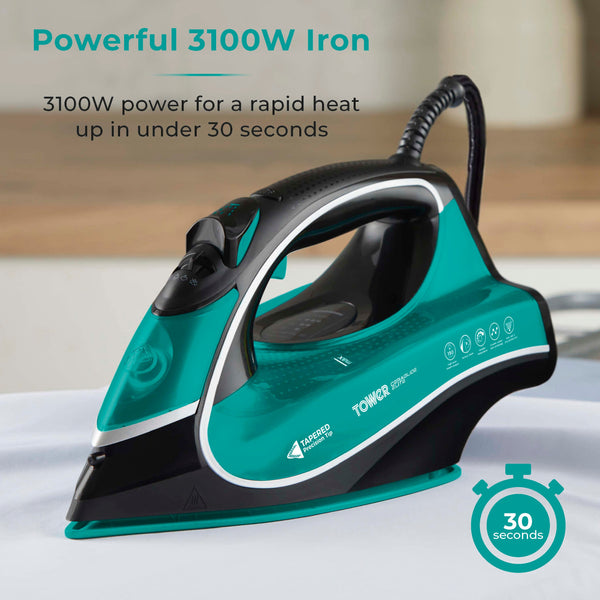 Ceraglide One Temp Steam Iron 3100W Black and Teal