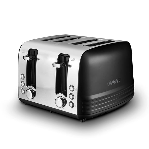 Ash 4 Slice Stainless Steel Toaster Black