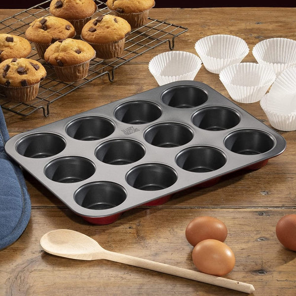 Hairy Bikers 12 Cup Red Muffin Pan