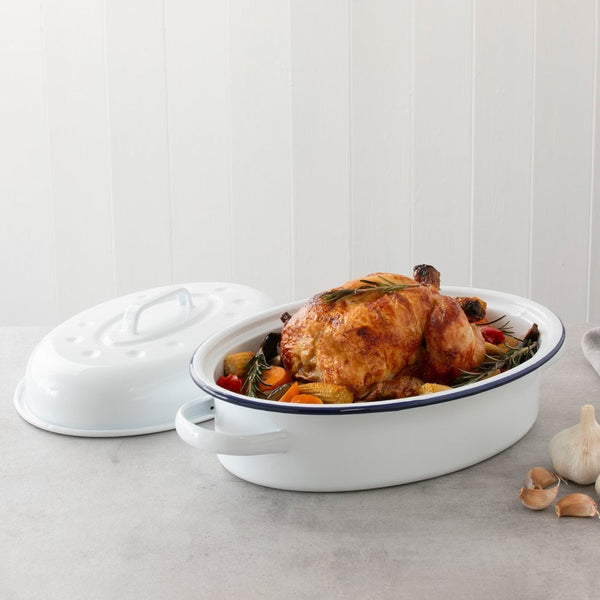 Hairy Bikers 4L White Enamel Casserole Dish