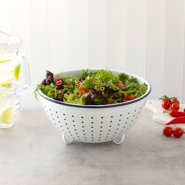 Hairy Bikers White Enamel Colander